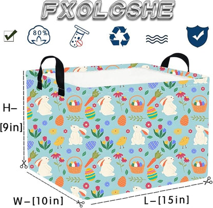 FXOLCSHE Rectangular Easter Bunny basket,Baby Hamper,Kids Toy Storage Basket for Easter,Kids Storage Bin,Toy Gift Organizerm,Easter empty room decor(Easter Bunny)
