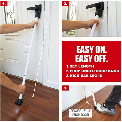 SECURITYMAN Door Security Bar & Sliding Patio Bar - Constructed of High Grade Iron - Great for Apartment Security, Hotel Safety, or Home Protection Door Stoppers