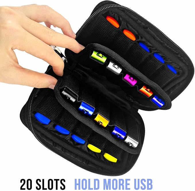 Flash Drive Case 20 Slots Storage Case JBOS USB Holder Storage Bag for Flash Drive Electronic Accessories Organizer for Memory Stick, Jump Drive, Thumb Drive, USB Cases