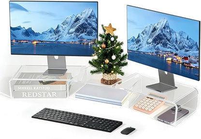 Acrylic Monitor Stand , Clear Monitor Stand for Desk, Computer Accessories for Home Office, Desk Organizer Shelf for Laptop, PC, Multi Media and more