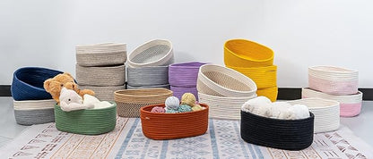 CubesLand Black Baskets Bins for Organizing,Small Woven Storage Baskets for Shelves,Cute Closet Cube Bins Set 3,Baby Nursery Toys Cube Bin,Home Decor Organization Storage