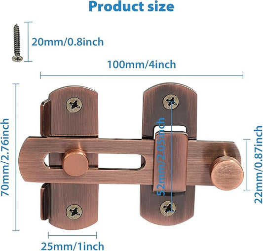 Alise 4 inch Flip Latch Gate Latches, Safety Door Lock for Barn Wood Fence Sliding French Doors,Heavy Duty SUS304 Stainless Steel Gate Hardware Red Bronze MS9500-R