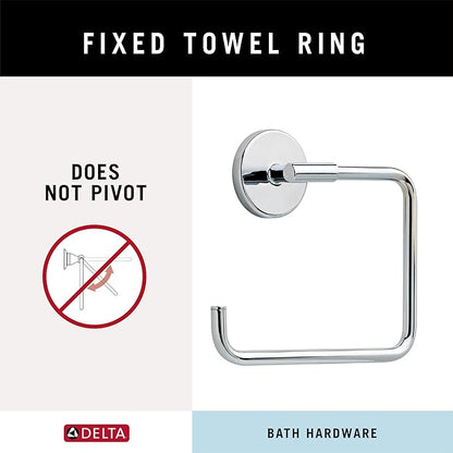 Delta Trinsic (1-Pack) Hand Towel Holder Polished Chrome Towel Racks for Bathroom Wall Square Towel Ring Holder for Bath Towel Hanger for Kitchen, Bathroom Accessories 759460