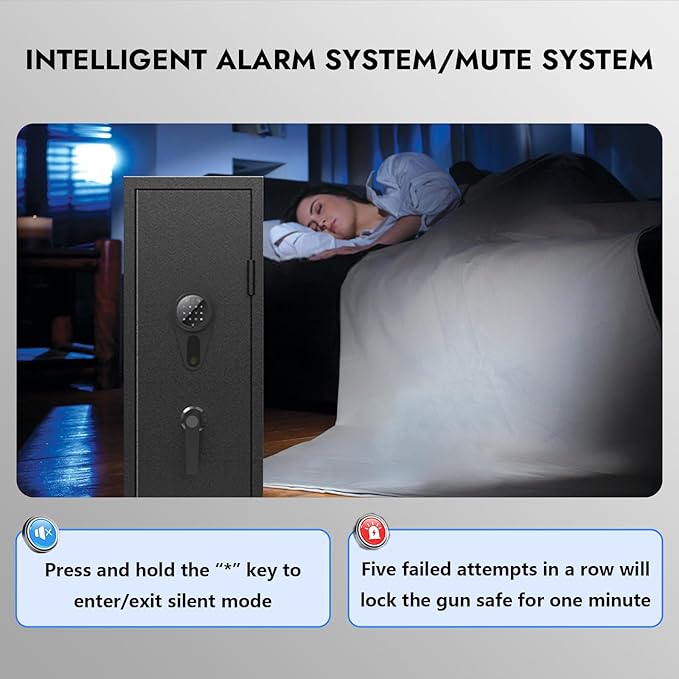 KAER 4-5 Gun Safe with Biometric Fingerprint & Digital Keypad,Gun Safe for Rifles and Pistols,Gun Cabinets for Rifles and Shotguns,Long Gun Safes,Rifle Safe with Removable Shelves