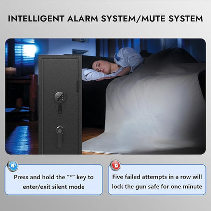 KAER 4-5 Gun Safe with Biometric Fingerprint & Digital Keypad,Gun Safe for Rifles and Pistols,Gun Cabinets for Rifles and Shotguns,Long Gun Safes,Rifle Safe with Removable Shelves