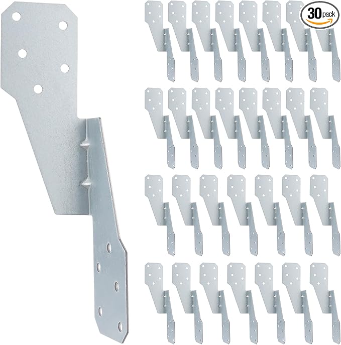 30 Pack Hurricane Straps Brackets, Heavy Duty Hurricane Ties with Black Powder-Coated, Hurricane Straps Trusses/Rafters Ties Brackets Joist Hangers for Wood, Shed, Roof