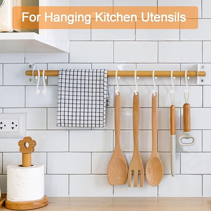 12 Pack 6 Inch S Hooks,Large S Hook Vinyl Coated Heavy Duty S Hook for Hanging, Non Slip S Hanger Closet Hooks, Steel Metal White Rubber S Hooks for Hanging Plants,Clothes,Jeans,Pot Pan Garden