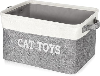 Lukeline Large Cat Toy Basket, 15.5 x 11.6 x 9.4 Cat Toy Box for Pet Supplies, Storage Bin for Cat Toys Treats Clothes and Accessories, Decorative Gift Baskets Empty for Home Decor Shelves