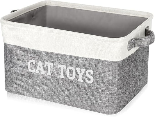 Lukeline Large Cat Toy Basket, 15.5 x 11.6 x 9.4 Cat Toy Box for Pet Supplies, Storage Bin for Cat Toys Treats Clothes and Accessories, Decorative Gift Baskets Empty for Home Decor Shelves
