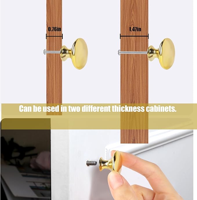 Romeda 18 Piece Drawer Knobs, Gold Cabinet Knobs with Screw, 30mm Drawer Pulls for Dresser, Kitchen, and Cabinet Drawers