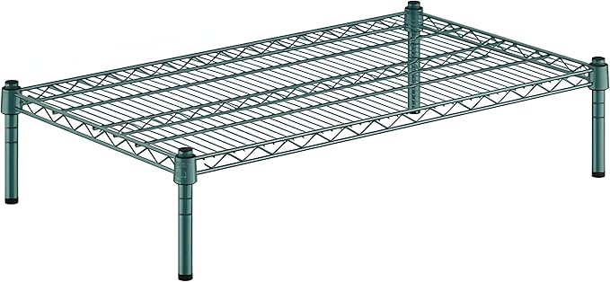 21" x 36" x 8" Green Epoxy Wire Storage Shelf, Dunnage Rack, Commercial 1 Tier Small Shelf