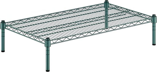 21" x 36" x 8" Green Epoxy Wire Storage Shelf, Dunnage Rack, Commercial 1 Tier Small Shelf
