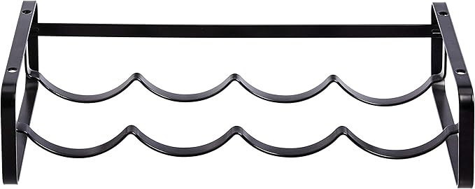 Amazon Basics Tabletop Stackable 4-Bottle Metal Wine Rack, Wine Storage, Space Saving, No Assembly Required, 3.74"D x 15.75"W x 7.87"H, Black