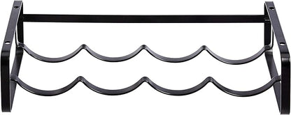 Amazon Basics Tabletop Stackable 4-Bottle Metal Wine Rack, Wine Storage, Space Saving, No Assembly Required, 3.74"D x 15.75"W x 7.87"H, Black