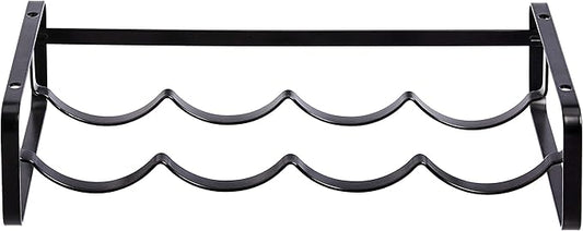 Amazon Basics Tabletop Stackable 4-Bottle Metal Wine Rack, Wine Storage, Space Saving, No Assembly Required, 3.74"D x 15.75"W x 7.87"H, Black