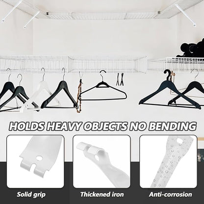 6 PCS Wire Shelf Brackets 17in White Shelf Support Bracket for Wire Shelving Metal Closet Support Bracket with Anchors, Screws Closet Wires Shelving Accessories for Supporting Shelves Racks