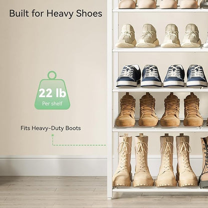 Shoe Rack for Closet, Metal Shoe Organizer,12 Tier Garage Shoe Rack Max Holds 60 Pairs,Shoe Storage Shelf,Entryway, White
