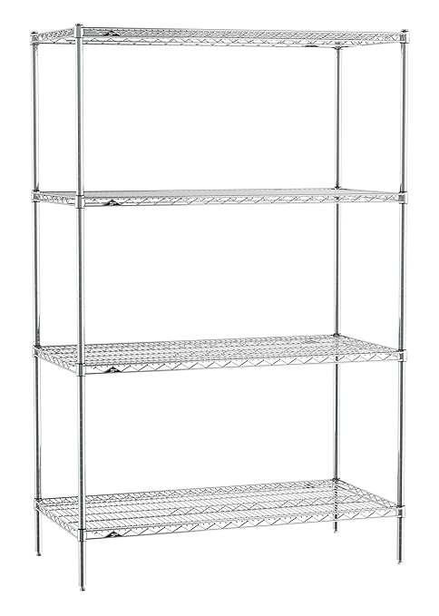 Metro EZ2448NC-4 Super Erecta Industrial Wire Shelving 4-Shelf Convenience Pak, Chrome, 24" x 48" x 74.5"