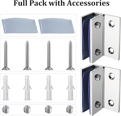 Alise Glass Shelf Brackets 2Pcs, Adjustable Shower Glass Clamps, Heavy Duty Clamp Holder, SUS304 Stainless Steel Brackets for 8-12mm Shelves, Polished Chrome