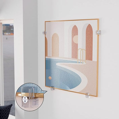 Mirror Holder Kit - 22 Crystal Clear Plastic Clips, Glass Retainer Clips, Hanging Kit with Screws and Fixed Mirror Box Door