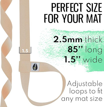 TECEUM Yoga Mat Strap – 30+ Colors – Adjustable Mat Holder Sling Carrier for All Mats [Mat Not Included]