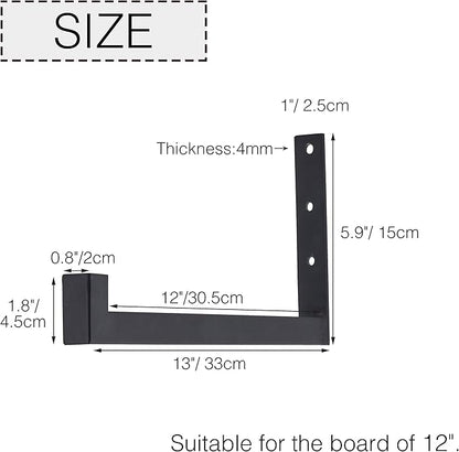 OVOV 2 Pack Heavy Duty Shelf Brackets Wall Mounted Industrial Farmhouse Floating Shelf Brackets with Lip