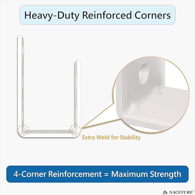 4 Pack White Door Barricade Brackets – Heavy Duty 2x4 U Bracket Door Brace Reinforcement Plates with Screws, Wall Mount Security Bar Holder for Front Door Safety, Anti-Rust Steel, Easy Install