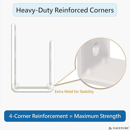 4 Pack White Door Barricade Brackets – Heavy Duty 2x4 U Bracket Door Brace Reinforcement Plates with Screws, Wall Mount Security Bar Holder for Front Door Safety, Anti-Rust Steel, Easy Install