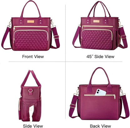 EASYA Large Lunch Bags for Work Insulated/Insulated Adult Lunch Box for Women/Durable Nylon Thermal Lunch Bag for Women/Leakproof Cooler Lunch Tote Bag with Storage Pocket (Burgundy Red)