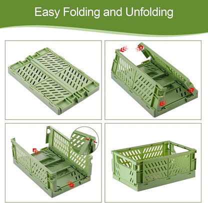 6-Pack Small Pastel Plastic Storage Baskets, Collapsible Crates for Organizing, Space-Saving Mini Bins for Classroom, Kitchen, Office, Bedroom (5.9" x 3.8" x 2.2")
