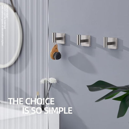 KOKOSIRI Robe Hook Bathroom Towel Coat Hooks for Bath Kitchen Wall 3 Pack Brushed Nickel Stainless Steel B1013BR-P3