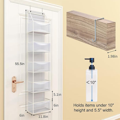 Fixwal 5-Shelf Over The Door Hanging Pantry Organizer, Room Organizer with Clear Plastic Pockets, 25lb Ultra Sturdy & Large Capacity for Closet, Bedroom, Nursery, Bathroom and Sundries