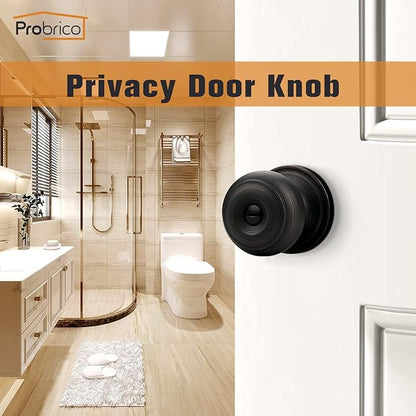 Probrico Oil Rubbed Brozne Door Knobs, Privacy Door Locks with Round Ball, Interior Door Knobs for Bedroom Bathroom, 8 Pack
