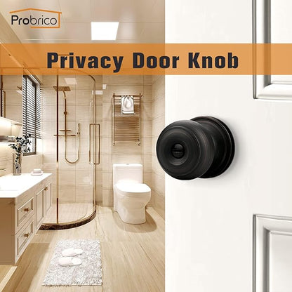 Probrico Oil Rubbed Bronze Door Knobs, Interior Door Knobs with Round Ball Knob, Bronze Privacy Door Knob for Bedroom Bathroom, 10 Pack