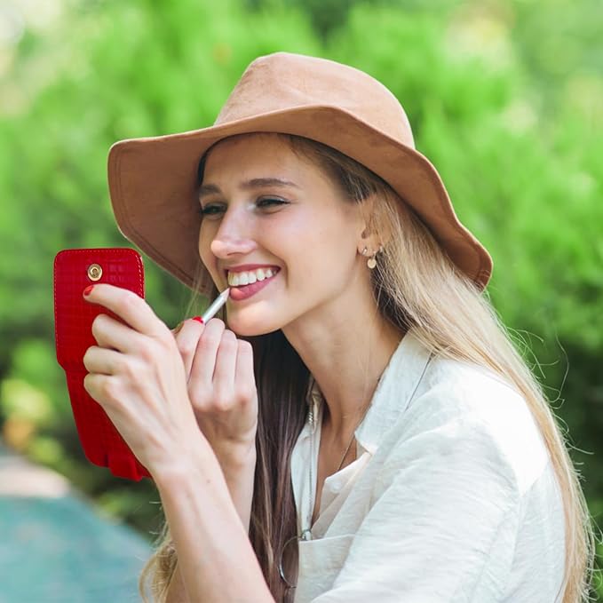 kilofly Genuine Leather Double Lipstick Case Cosmetic Makeup Holder + Gift Box