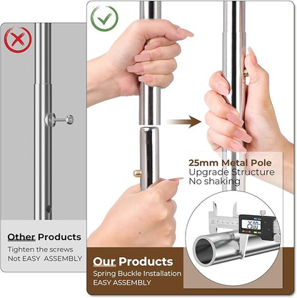 Heavy Duty Clothes Rack, Rolling Clothing Rack With Shelves Load 620 LBS, Double Rod Clothing Racks for Hanging Clothes, Portable& Adjustable Clothes Rack with Wheels Garment Rack