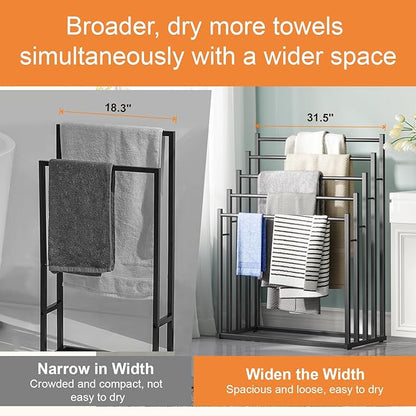 Honiter Towel Racks for Bathroom, 5 Tier Wide Towel Drying Rack Outdoor, Free Standing Towel Rack, Pool Towel Blanket Stand and Display Rack for Oversized Bath Towels