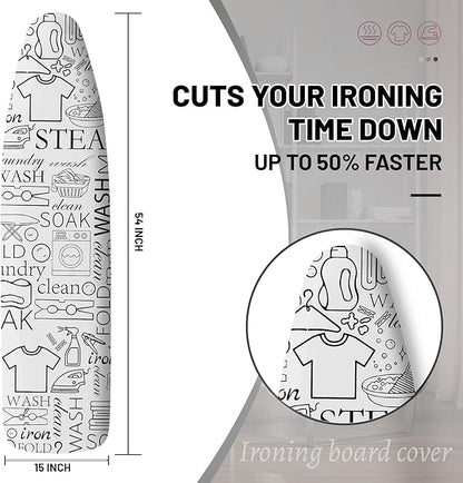 Extra Thick Ironing Board Cover and Pad, 15x54 Ironing Board Cover, Resist Scorching and Staining,Elastic Edges,Art of Life Iron Sew Laundry Wash