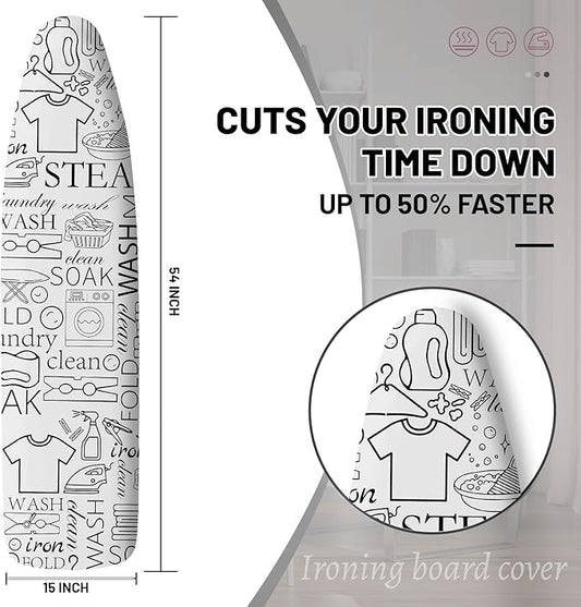 Extra Thick Ironing Board Cover and Pad, 15x54 Ironing Board Cover, Resist Scorching and Staining,Elastic Edges,Art of Life Iron Sew Laundry Wash