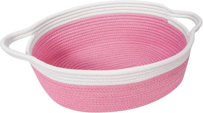 Goodpick Easter Basket with Handles for Kids, Small Basket for Organizing Diapers, Towels, Cute Decorative Baskets,Toy Storage Baskets, 12"x 8" x 5", Pink