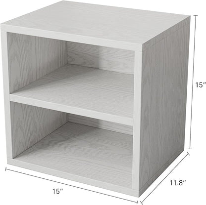 FUSUNBAO Magic DIY Cube Storage Organizer Stackable Cubes for Home Books Clothes Toy -Modular Cubby Storage System-Office Cubical-Bookcase Closet (Pure White-Washed, 1 Layer Cube)