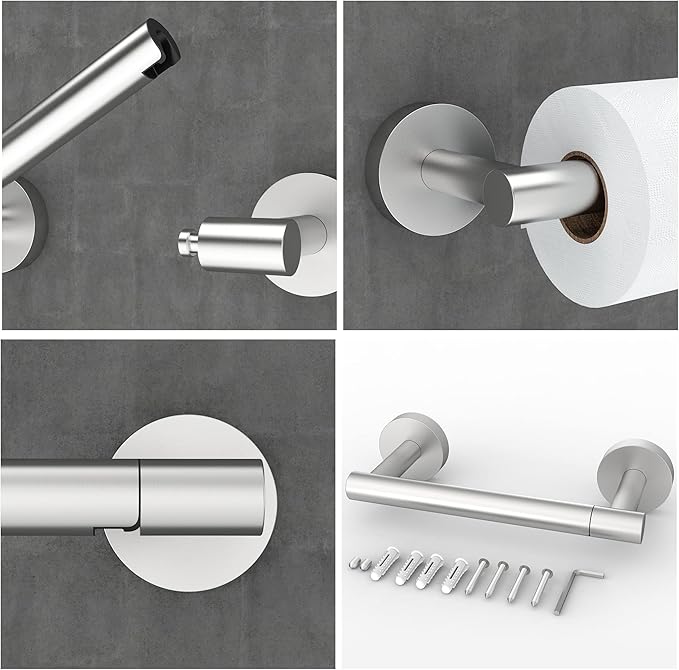 Brushed 2 Pack Toilet Paper Holder SUS304 Stainless Steel Double Post Pivoting Toilet Paper Roll Holder Wall Mounted Toilet Tissue Holder for Commercial Bathroom RV