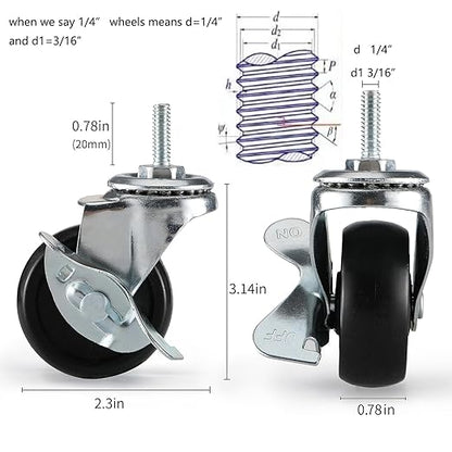 Shelves Wheels Replacement Rubber Wire Shelving casters for Kitchen and Garage, Set of 4, Heavy Duty Storage Shelves casters for Shelf to Replace Shelving Unit Leveling Feet - Fit Pusalxl Shelf
