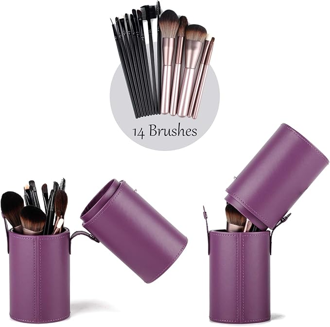 Narwey Makeup Brush Holder Travel Brushes Case Bag Cup Storage Dustproof for Women (Purple)