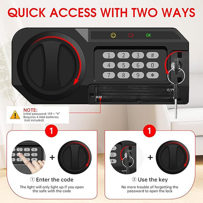 5.2 Cuft Large Home Safes Water and Fireproof, Digital Safes for Home Use Fire and Water Proof with Removable Shelves, Alarm System and Mute Function, Anti-Theft Fireproof Safe for Home Documents