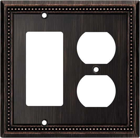 Henne Bery Sunken Pearls Heavy Duty Decorative Wall Plate Switch Plate Outlet Cover (Decorator/Duplex, Aged Bronze)