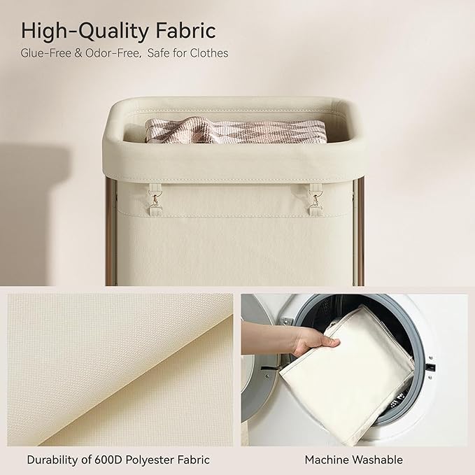 Laundry Basket with Wheels 150L/40Gal, Rolling Laundry Hamper with Steel Fram and Removable Washing Bag,Laundry Sorter Cart for Laundry Room,Hotel,Dorm,Cream and Silver