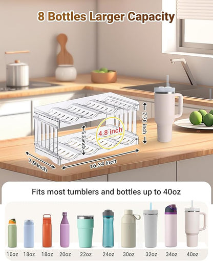Larger Cup Organizer for Stanley Water Bottle, Kitchen Storage for Hydrojug Traveler 40 oz and Brumate Era 40 oz, Pantry Organizers and Storage for Simple Modern 40 oz Gifts (Larger-8-bottle)