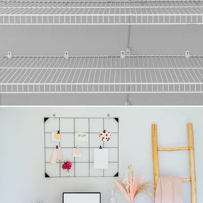 40 Pcs Closet Shelf Clips Set, White Heavy-Duty Plastic Down Wall Clips for Hanging Wire Shelves, Keys, Paintings, Decorations