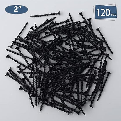 120pcs #6 × 2 inch High Hardness Drywall Screws, Black, Coarse Thread, Phillips Drive, Bugle Head, Black Wood Screws, Wood and More (2 in, 120)